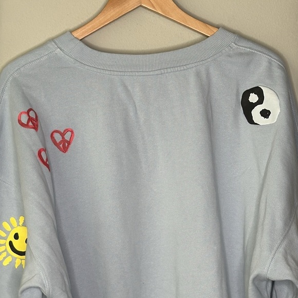 Coney Island Picnic Art Doodles Puff Print Sweatshirt in Kentucky Blue Size XL - Picture 7 of 9